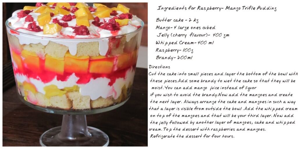 How to make raspberry- mango trifle pudding