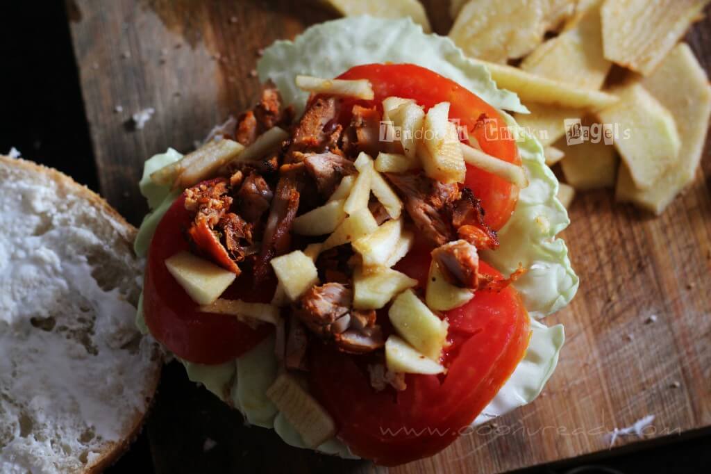 How to make tandoori chicken bagels