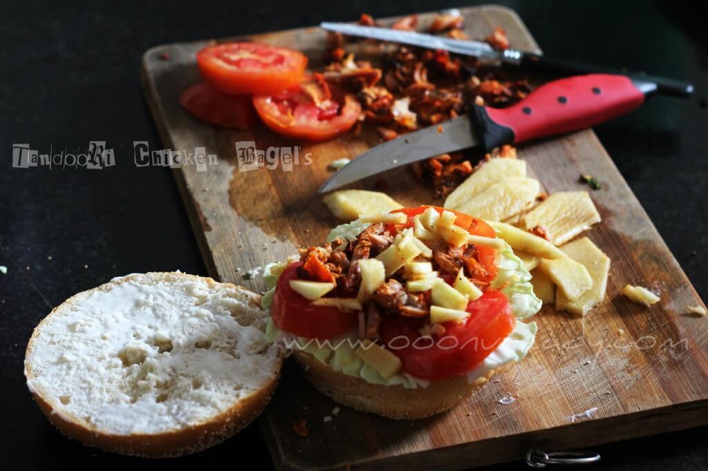 How to make tandoori chicken bagels