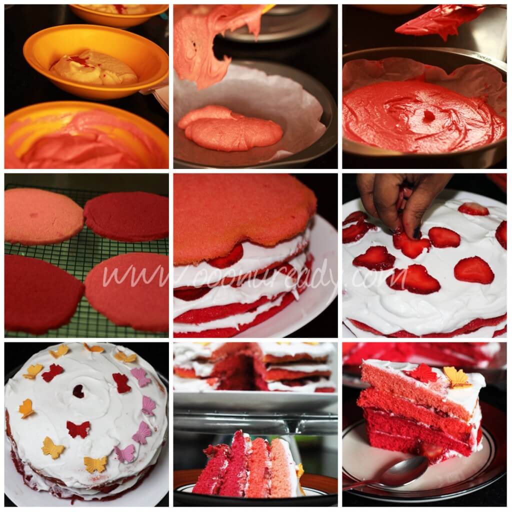 How to make pink ombre cake with strawberries