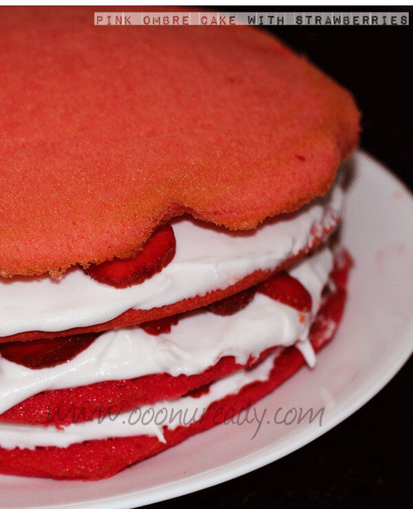 How to make pink ombre cake with strawberries